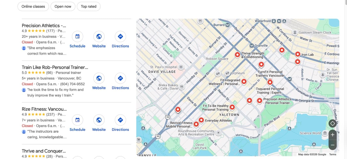 Local ranking heatmap after, near full green coverage across Vancouver