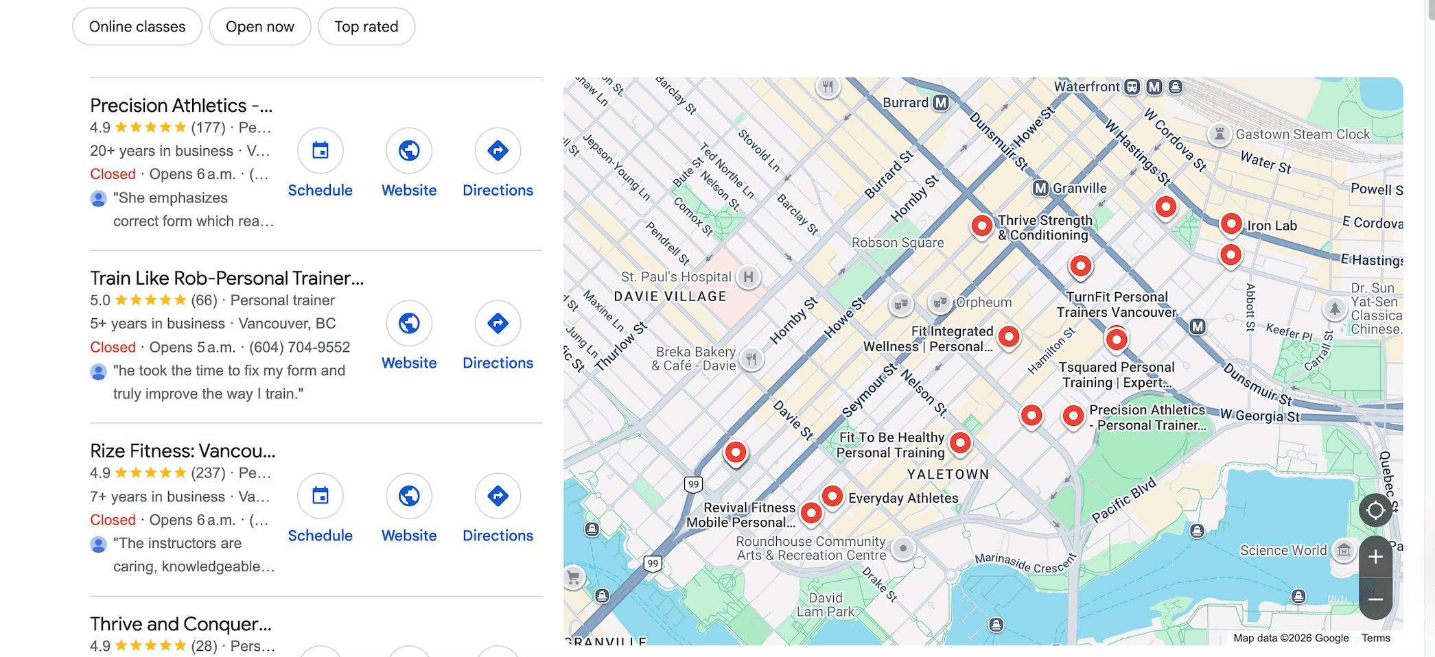 Local ranking heatmap after, near full green coverage across Vancouver